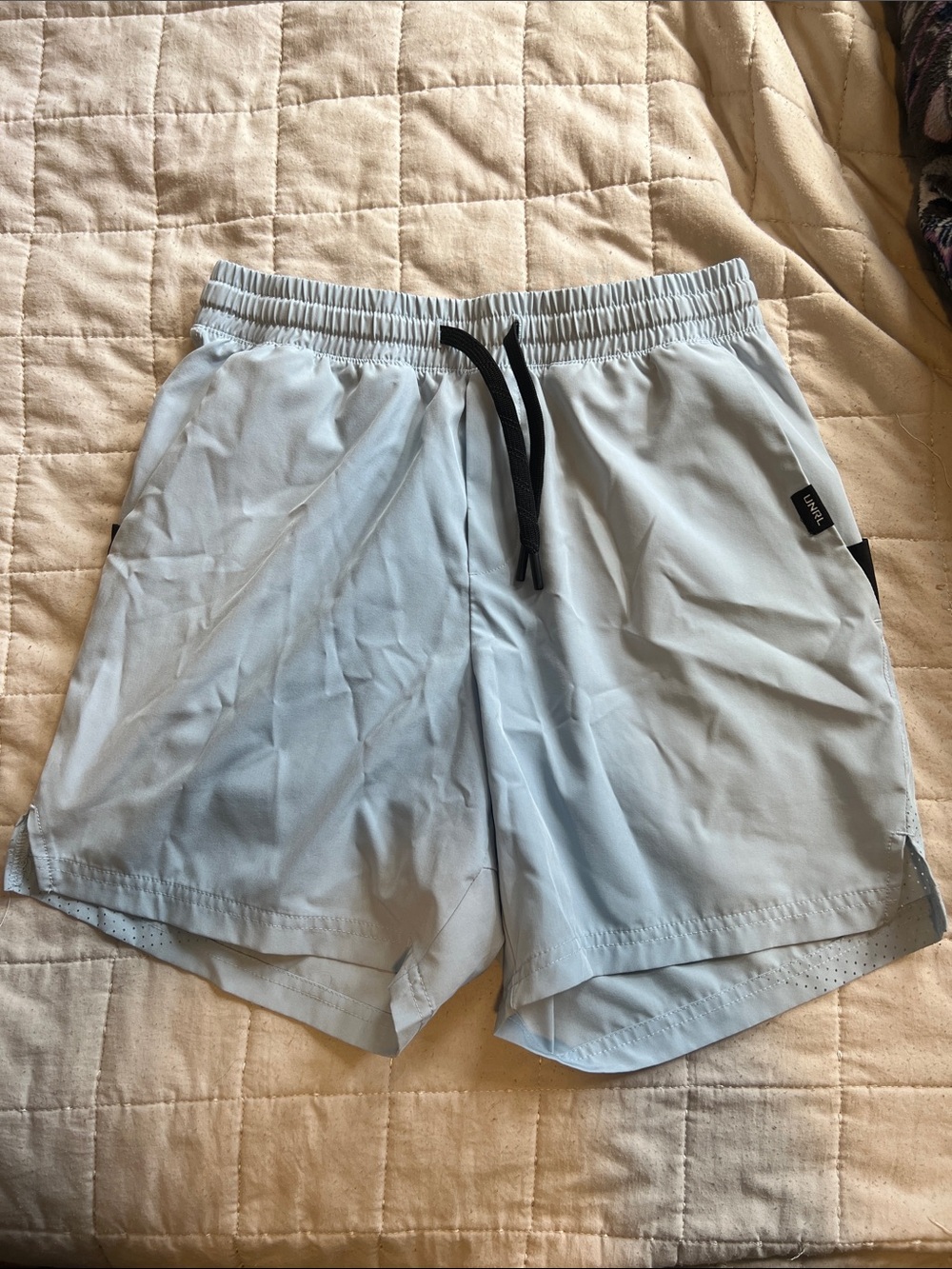 UNRL Light Blue Men’s Athletic Shorts with Drawstring